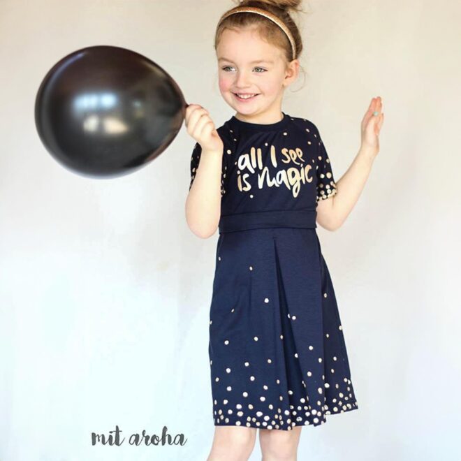 Aurinko - Raglankleid mit Tasche Größe 98 - 164 – Bild 5